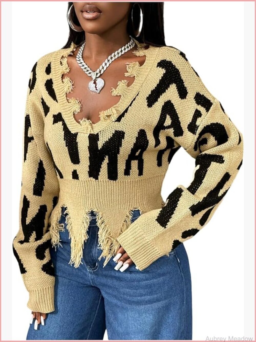 Ripped Cropped Letter Graphic Pullover Y2k Streetwear Sweater